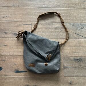 Tom Clovers Gray and Brown Crossbody Bag with Adjustable Strap